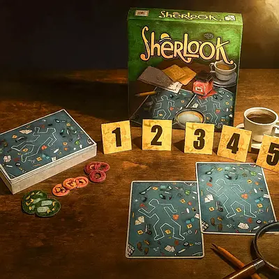 Дитяча карткова настолка детектив Шерлок для ігор у слідчого Знайди відмінності 40 фото 10 табличок 30 жетонів