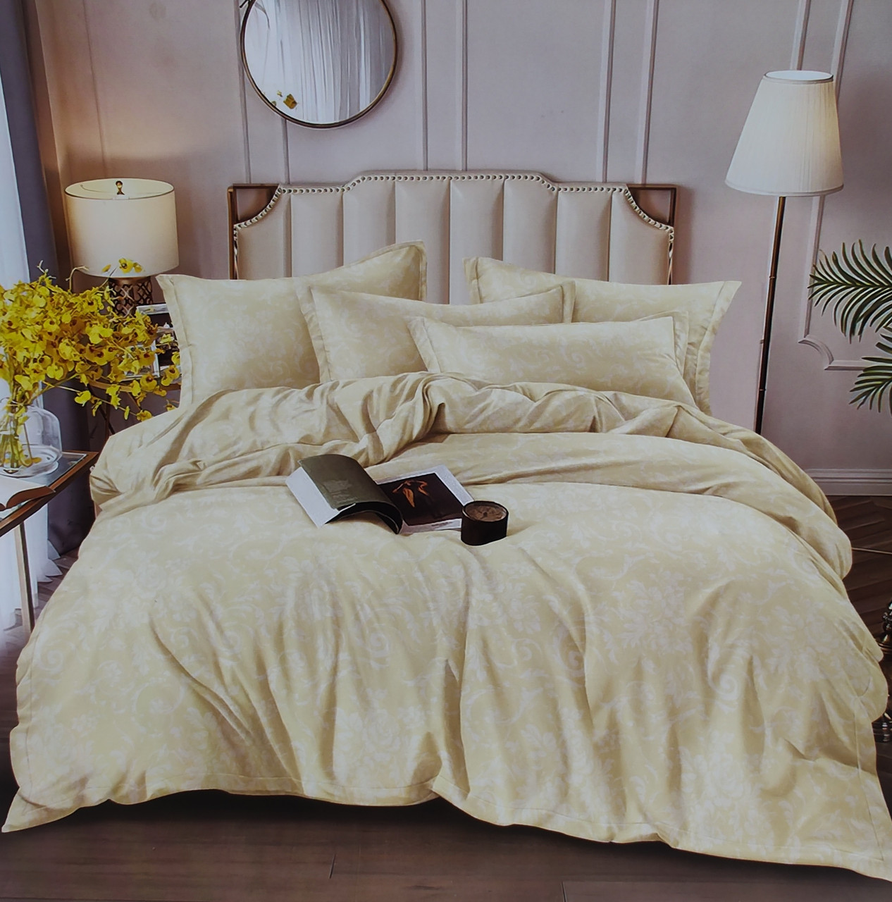 Постільна білизна Crown Satin Jusquard на гумці + 4 наволочки