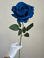 Штучна оксамитова троянда (синя, 50 см), фото 10