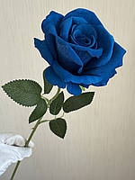 Штучна оксамитова троянда (синя, 50 см), фото 4