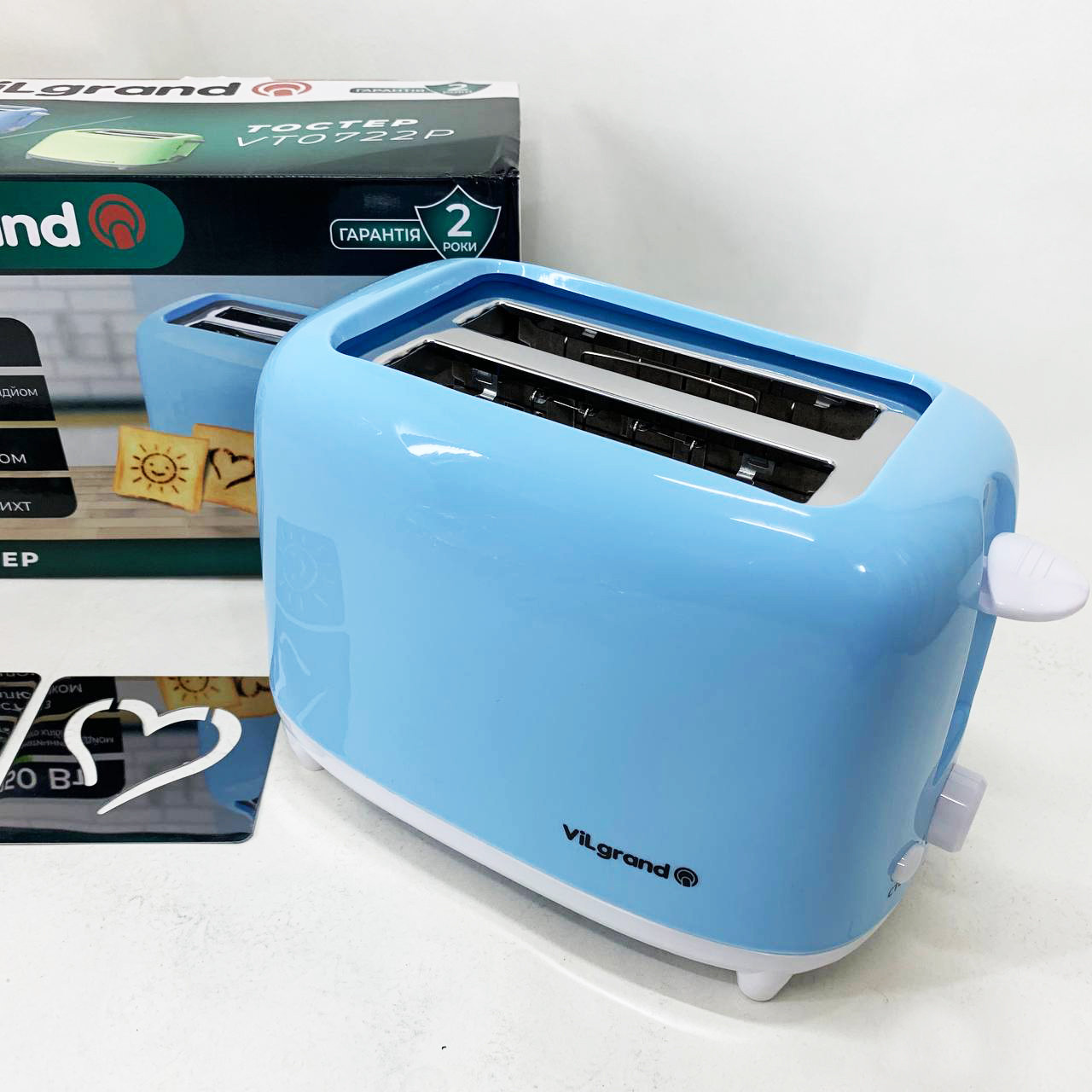 Тостер для хліба VILGRAND VT0722P 750 Вт, Електричний горизонтальний тостер, Сендвіч тостер FT-106 для грінок, фото 1