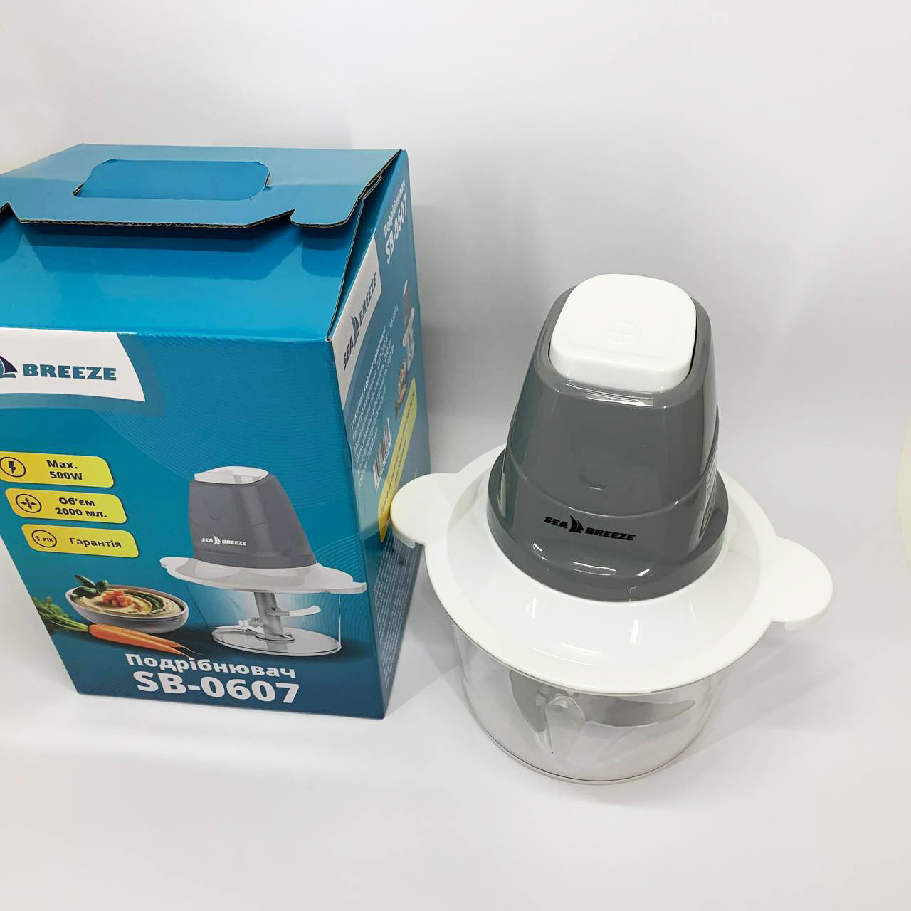 Подрібнювач продуктів зі скляною чашею SeaBreeze SB-0607, Побутовий потужний SR-242 подрібнювач продуктів, фото 1