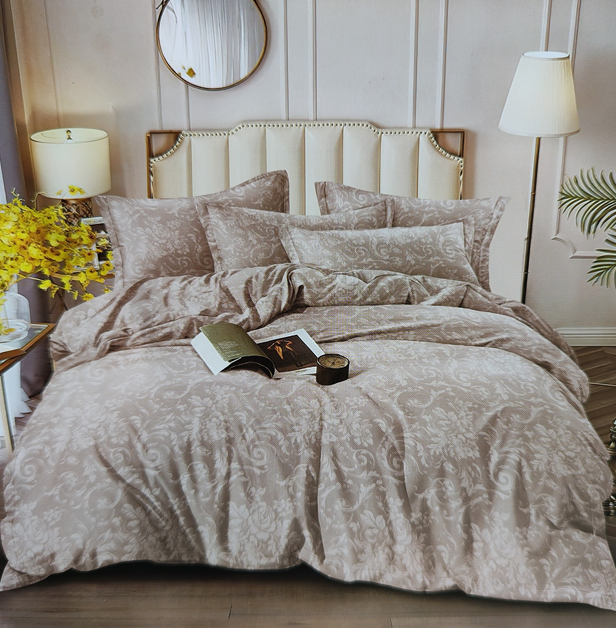 Постільна білизна Crown Satin Jusquard на гумці + 4 наволочки