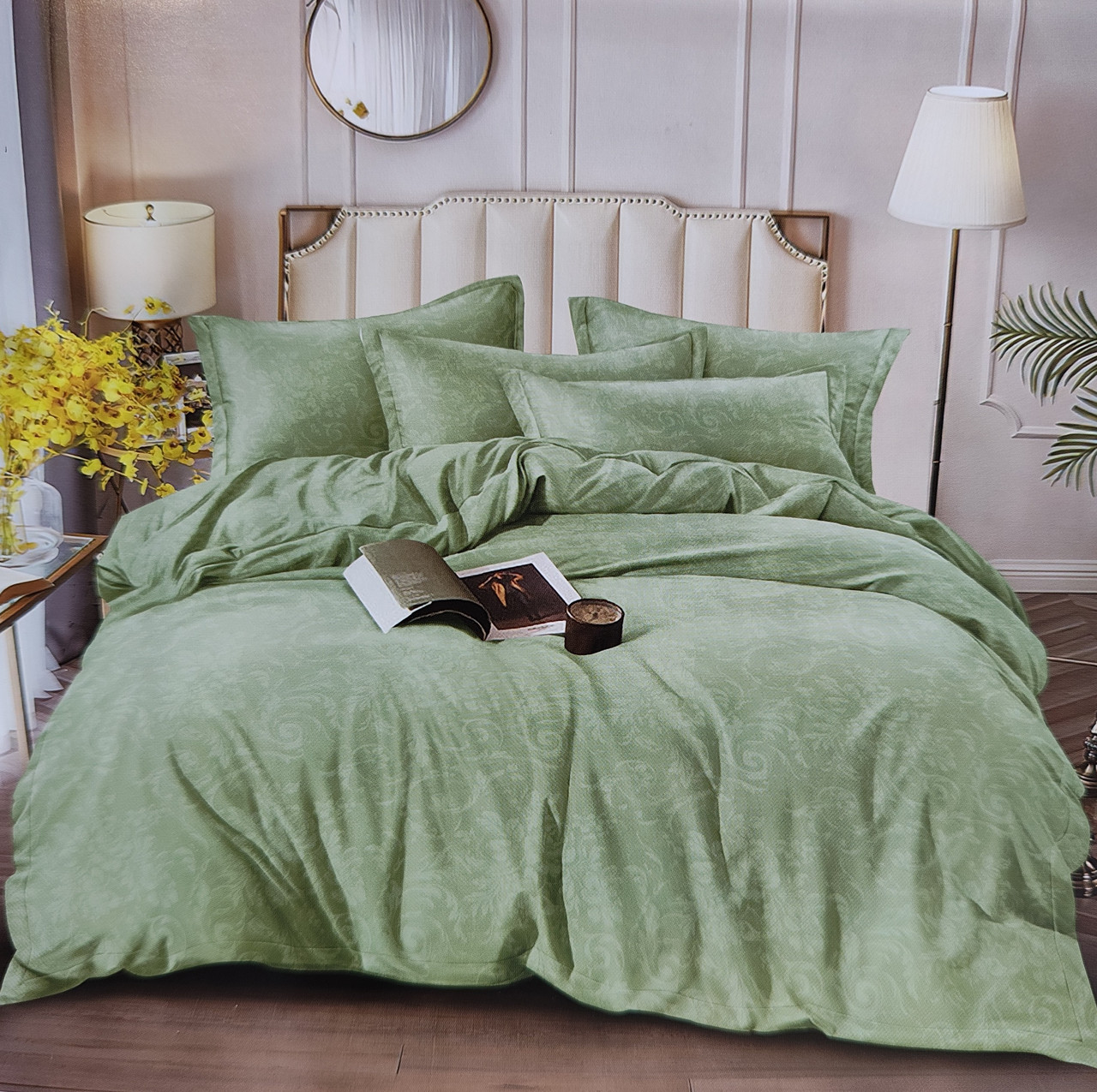 Постільна білизна Crown Satin Jusquard на гумці + 4 наволочки