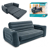 ☀️Надувний велюровий диван, Index 66552, в розкладеному вигляді 203-224-66см, з підсклянником, фото 9