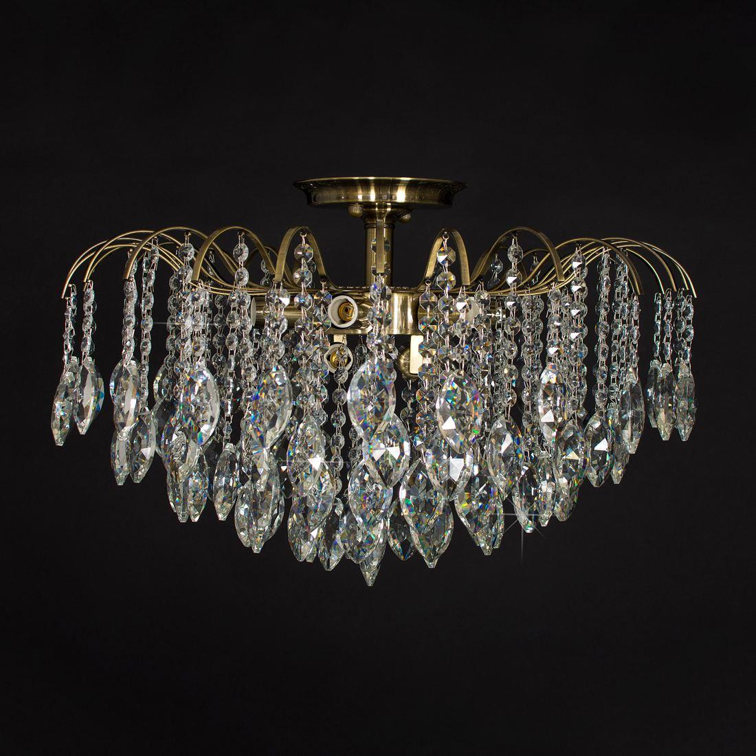 Стельова люстра з кришталевими підвісами на 8 ламп цоколь Е14 антична бронза