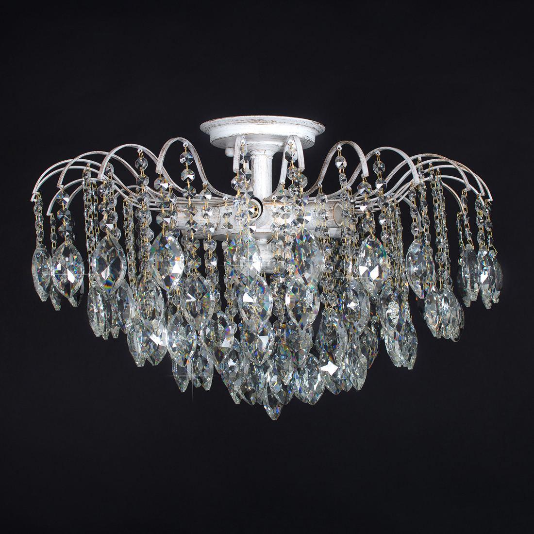 Люстра кришталева стельова 8 ламп Е14 біла