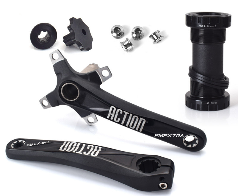 Шатуни FMFXTR "ACTION" 172,5 мм з інтегрованою віссю 24 мм | Чорний | BCD 104/64 мм в комплекті з кареткою, фото 1
