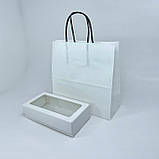 Крафт-пакет, 240*110*240 мм, з ⭐чорними⭐ ручками, білий, фото 2