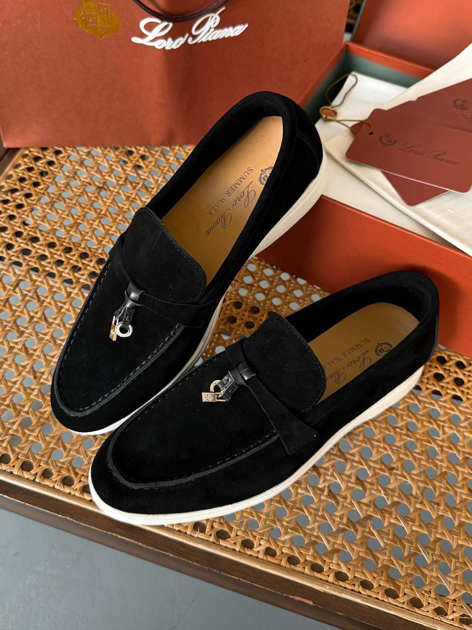 Чоловічі повсякденні лофери Loro Piana Black (чорні) стильні туфлі LR06 Лоро Піана vkross, фото 1