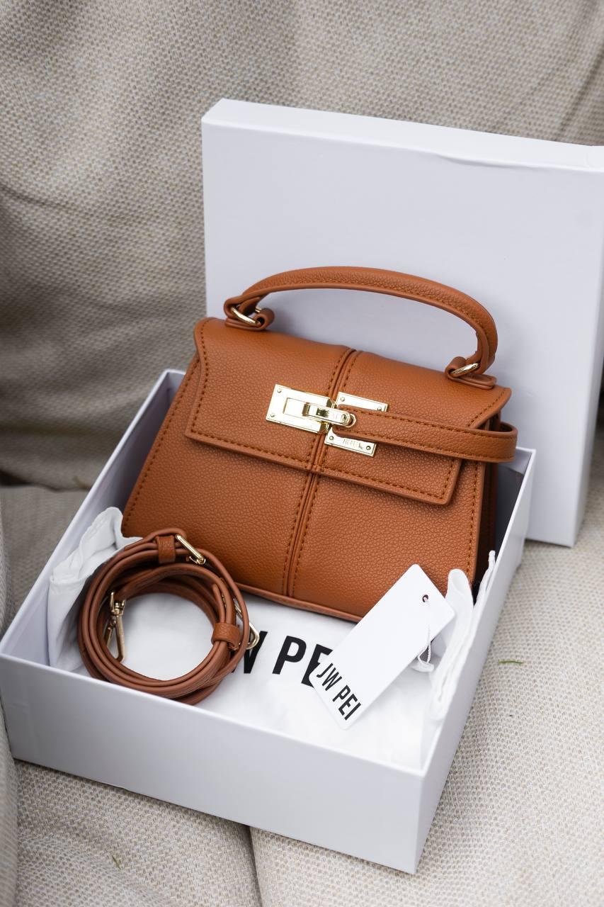 Жіноча сумка крос-боді JW PEI (коричнева) стильна маленька сумочка на щодень art0444 vkross, фото 1