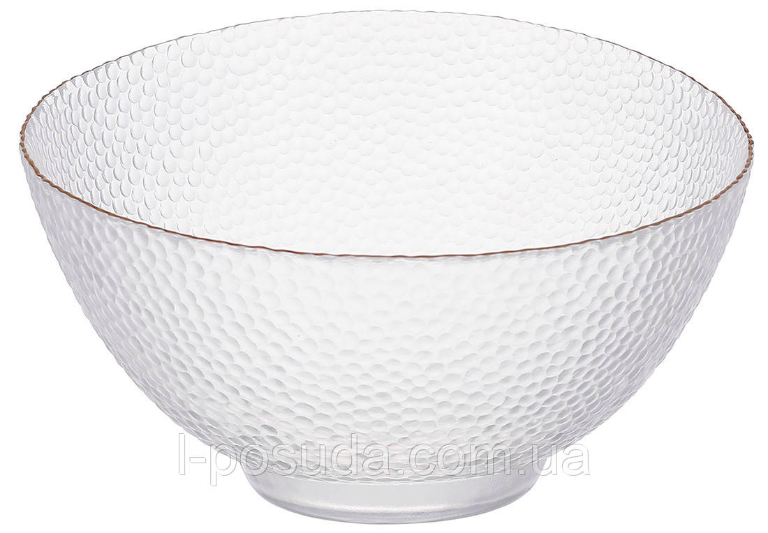 Салатник скляний із золотим обідком D17.5*12см, фото 1