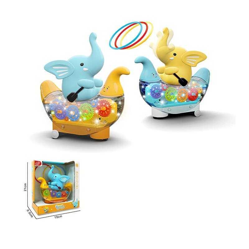 Музичний слоник - 2 види, підсвічування, пісня англ. мовою, колесо вільного ходу, 3 кільця HD 9055