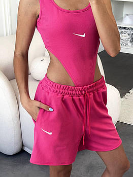 Костюм жіночий спортивний літній у рубчик шорти і боді (Норма)