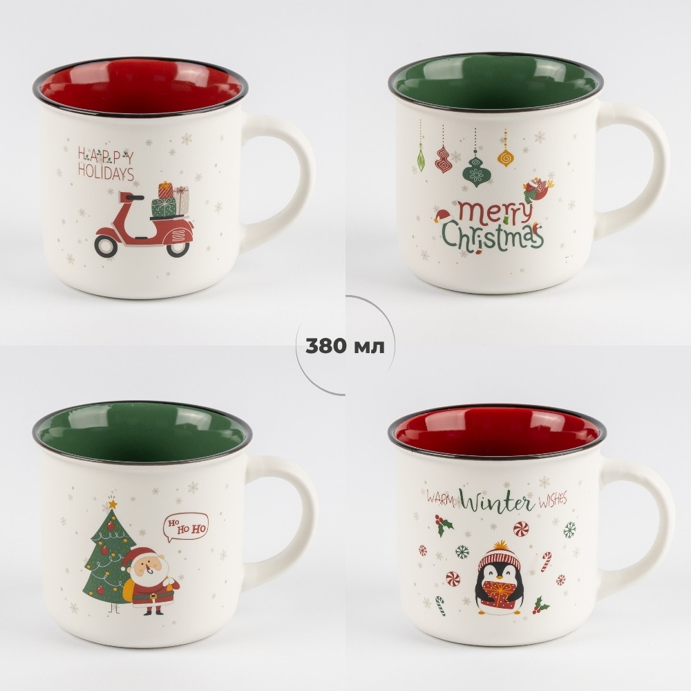 Набір чашок Merry Christmas, 380мл 4 шт. 16035-010 кераміка, фото 1
