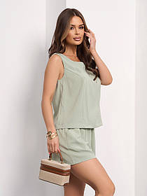 Жіночий літній котоновий оливковий костюм