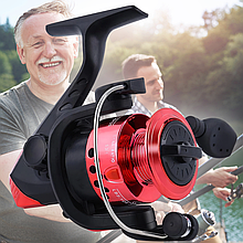 Спінінгова рибальська котушка для риболовлі зі складаною ручкою + волосінь 2000 1ВВ, Малиновий