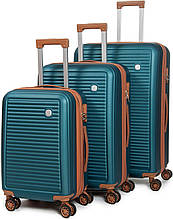 Комплект пластикових валіз Fashion, зелений