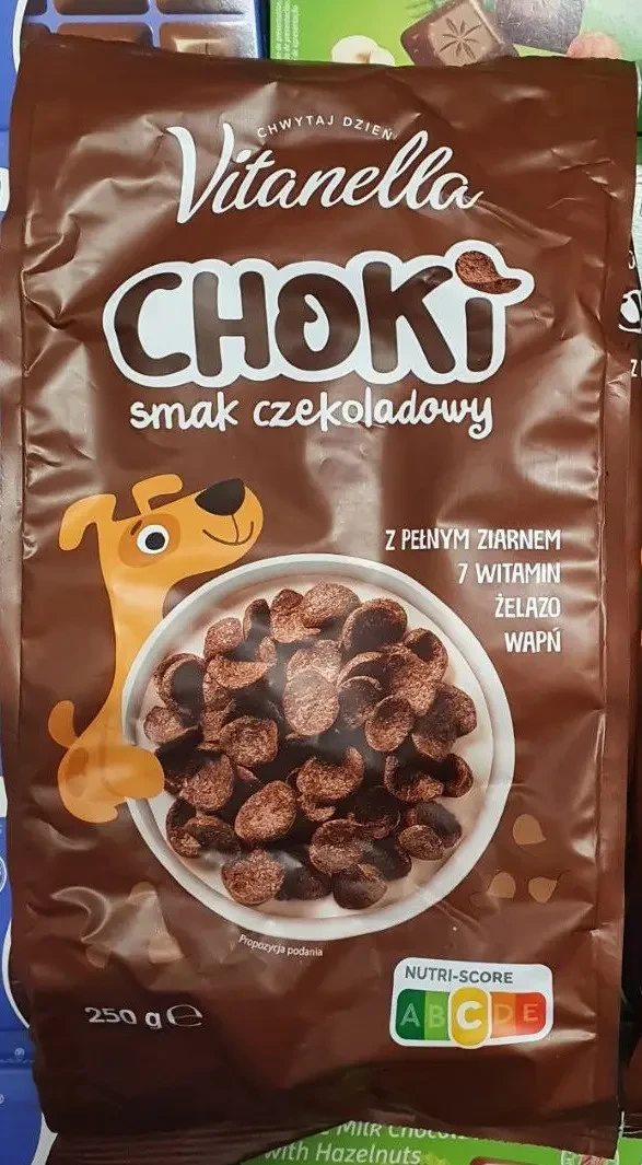 Злакові пластівці шоколадні Choki Vitanell, 250 г, Польща, сухі сніданки, пластівці, холки, швидкого приготування, фото 1