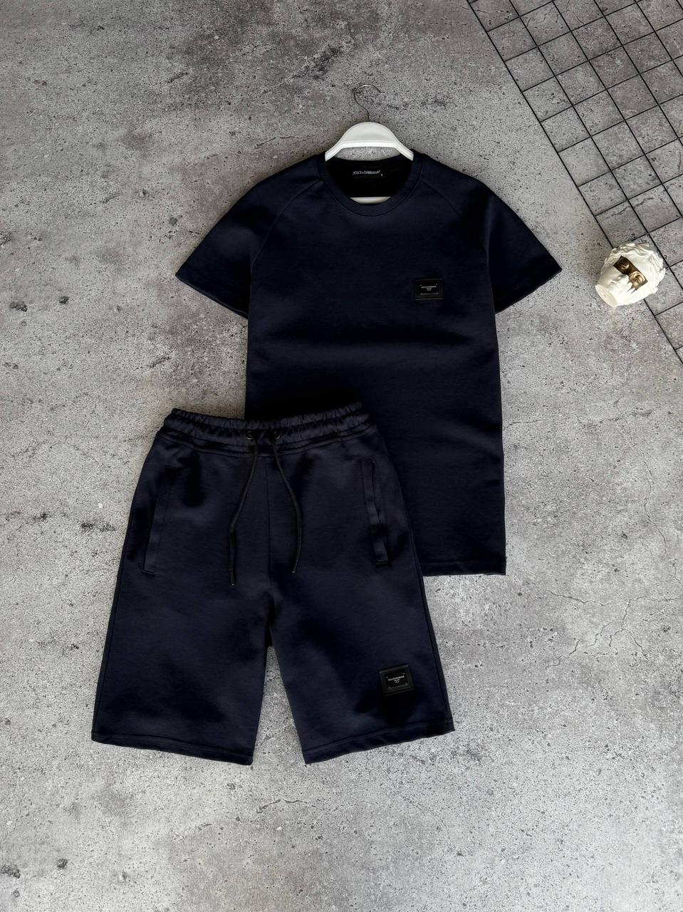 Чоловічий літній костюм футболка та шорти Dolce&Gabbana M2581 синій, фото 1