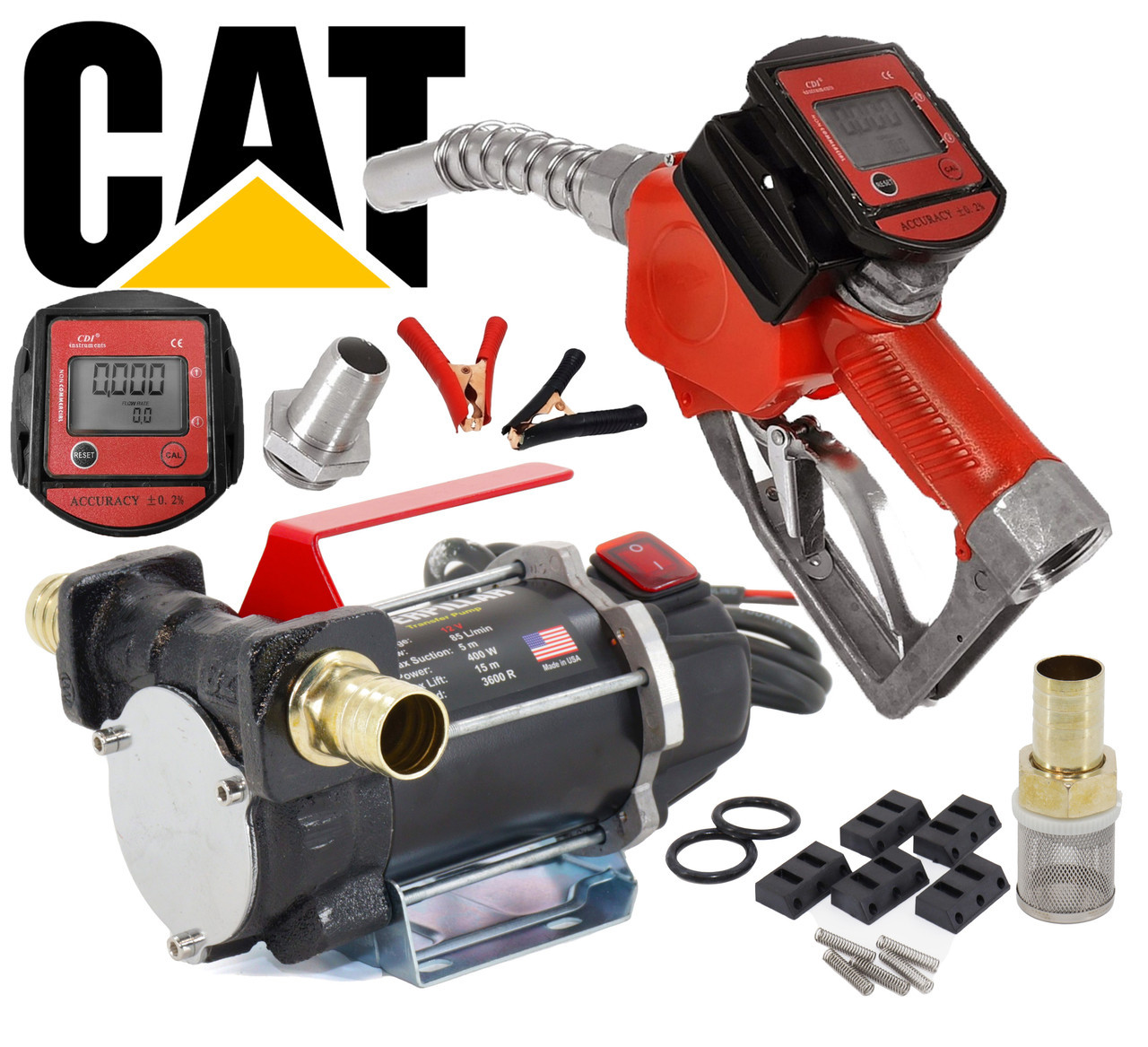 Установка для перекачування ДП (насос Caterpillar, паливний пістолет з лічильником MAR-POL) 12в 85л/хв, фото 1