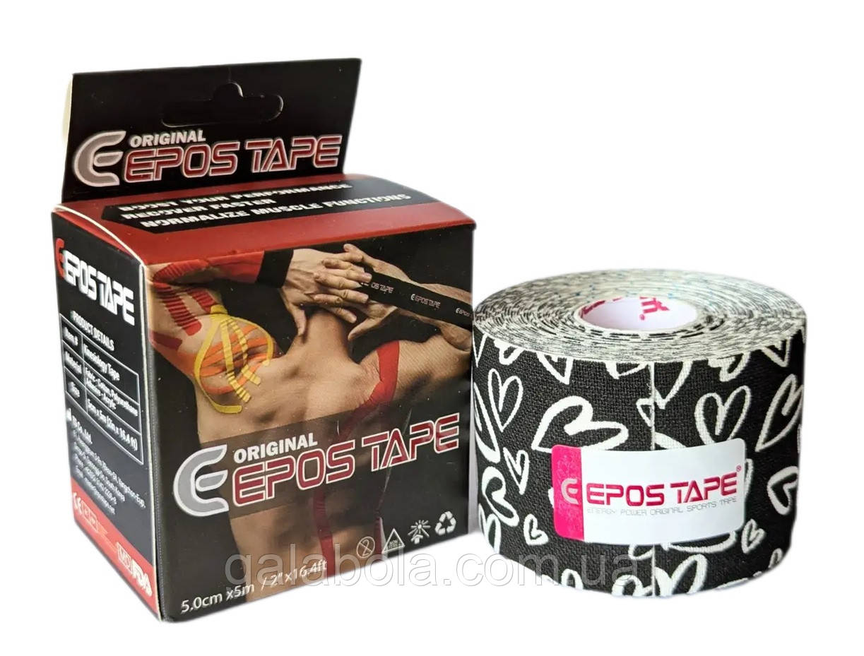 Кінезіотейп Epos Design Чорні серця (Південна Корея), фото 1