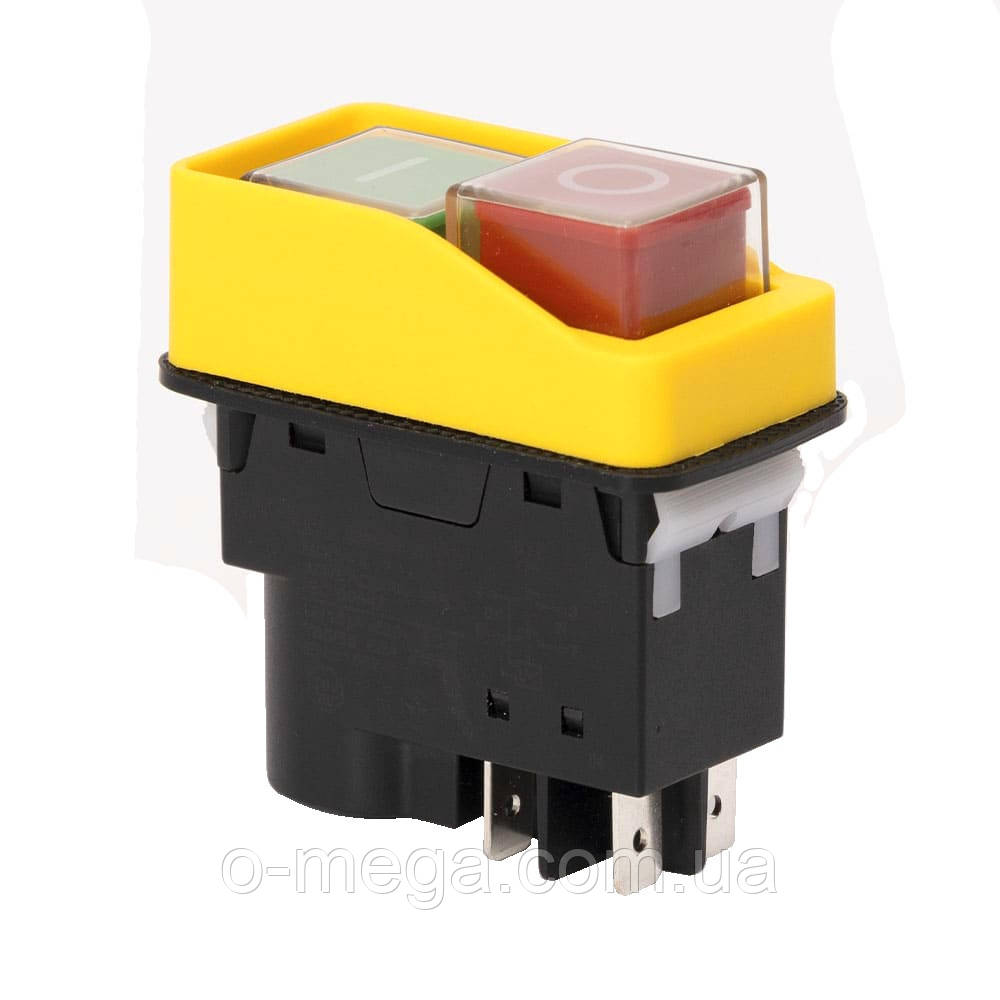 Кнопка ESSB-21YC (KLD28) магнітний пускач подвійна на 4 контакти, жовта рамка, фото 1