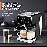 Кавомашина 20 Bar з контейнером для молока Zepline Потужна кавомашина 3000 W Багатофункціональна кавомашина, фото 4