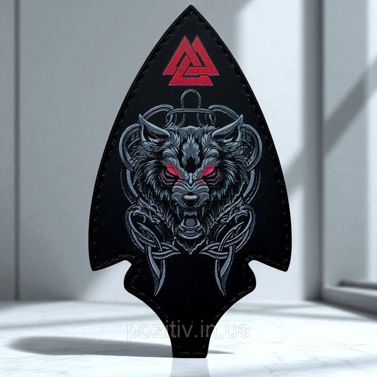 Патч шеврон Вовк фенрир червоний Валькнут, фото 1
