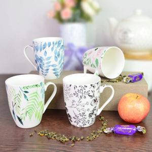 Чашка "Leaves" 350 мл, керамічна з унікальним дизайном (RX00832)