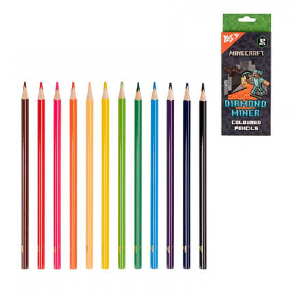 Олівці кольорові Yes, 12 кольорів, "Minecraft. Diamond Miner" (290720)