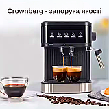 Кавомашина рожкова Crownberg Домашня кавоварка 20 бар Сенсорна еспресо-машина 1200 Вт з капучинатором, фото 2
