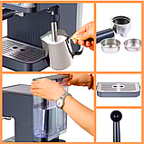 Кавомашина домашня Crownberg з капучинатором Високоякісна еспресо-машина Рожкова кавомашина 1200 Вт, фото 4