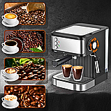 Кавомашина еспресо Crownberg з капучинатором Домашня кавомашина 20 Bar Рожкова кавомашина 1200 W, фото 4