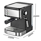 Еспресо-машина Crownberg з капучинатором Високоякісна рожкова кавомашина Домашня кавомашина 1200 Вт, фото 7