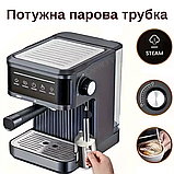 Кавомашина ріжкова Crownberg 20 Bar Потужна ріжкова кавоварка 1200W Сенсорна еспресо-машина з капучинатором, фото 10
