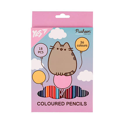 Олівці кольорові Yes 18/36 кольорів "Pusheen Balloons"