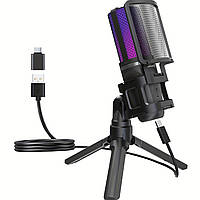 Ігровий USB-мікрофон ZealSound A68 RGB, шумозаглушення й кришталевий звук