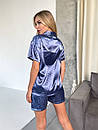 Піжама жіноча (сорочка та шорти) - Синій, фото 2