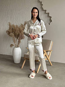 Піжама жіноча (сорочка та штани) - Бежевий