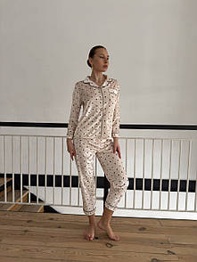 Піжама жіноча (сорочка та штани) - Бежевий