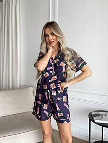 Піжама жіноча (сорочка та шорти) - Фіолетовий