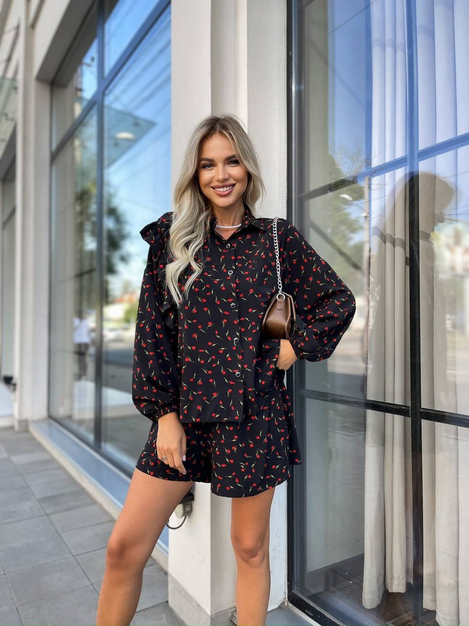 Костюжіночій (сорочка та шорти) - Чорний, фото 1