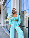 Костюжіночій (сорочка, топ та брюки) - Блакитний, фото 4