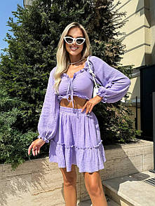 Костюжіночій (топ та спідниця) - Фіолетовий