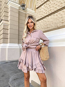 Костюжіночій (сорочка та спідниця) - Пудровий