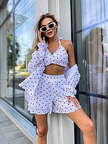 Костюжіночій (сорочка, топ та шорти) - Білий