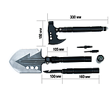 Багатофункціональна туристична лопата-сокира 8 в 1 з ножем, кресалом і компасом у кейсі для походів, фото 2