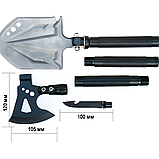 Багатофункціональний туристичний набір 9 в 1: лопата, сокира, ніж, компас і аксесуари в кейсі, фото 2