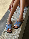 Слайдери жіночі замшеві джинсового кольору, фото 2